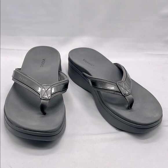 Gray Platform Vionic Flip Flop Sandals - Picture 1 of 6